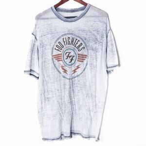 Foo Fighters Women’s Grunge Band Tee Sheer Cotton Distressed Style Graphic XL